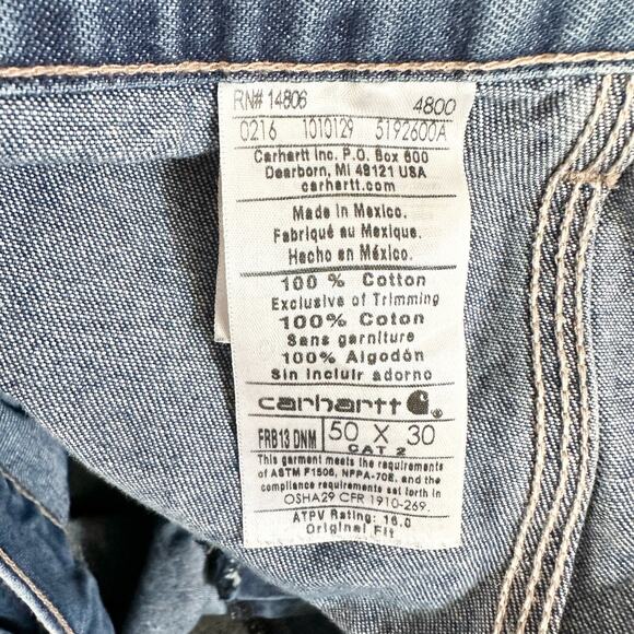 Carhartt FR Fire Resistant Category 2 Relaxed Fit Denim Jeans Men Waist 50 - Picture 14 of 16